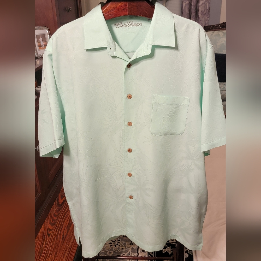 Caribbean Light Green Men's Casual Shirt NWOT Size XXL